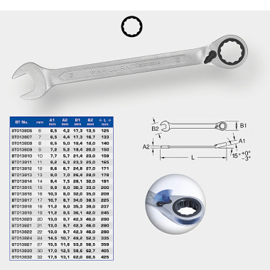 Brilliant  Ratschenringschlüssel, umschaltbar, 13 mm BT013813