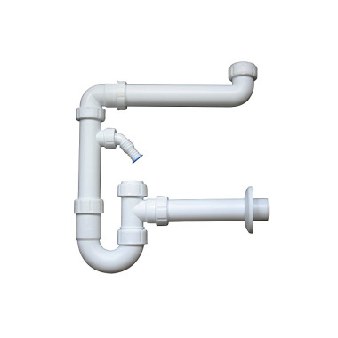 Otto Haas PP-Raumsparsiphon 1 1/2" & 1 1/4", mit Reinigungsöffnung DN 40/50/56, weiss mit einem Geräteanschlus 5488