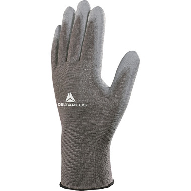 DELTA PLUS STRICK HS PES/PU BESCH GRAU 6 - POLYESTER FEINSTRICKHANDSCHUH / HANDFLÄCHE PU VE702PG06