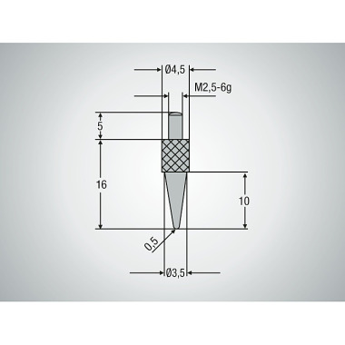 Mahr Messeinsatz für 18 EWR-V, Spitze, Radius 0,5 mm x 10 mm 4112052