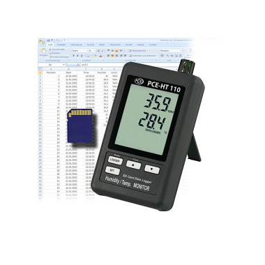 PCE Deutschland  PCE-HT110 Luftfeuchtemessgerät (Hygrometer)| 2-Kanal-Datenlogger | Langzeitmessung Temperatur + Feuchte