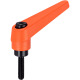 HALDER Normalien Verstellbarer Klemmhebel, mit Schraube, Ø 14 x M 5 x 40, orange 24400.0086