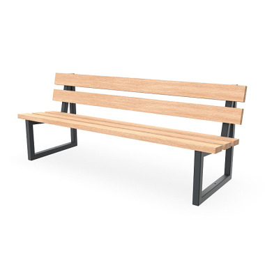 MEILLER GmbH Parkbank mit duplexbeschichtetem Gestell aus Stahl, Sitzfläche und Rückenlehne aus Holz - 60 x 120 mm, Lärche BANK 6x12 CM/L-B