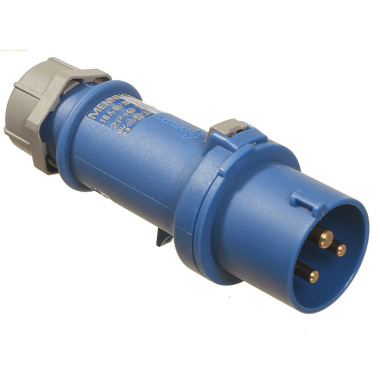 as - Schwabe 60590 CEE-Stecker 230V/32A/3polig/6h -IP44-, blau, mit Schraubanschluss