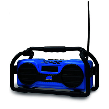 as - Schwabe 90750 Baustellenradio FM550, blau, Bluetooth USB-Eingang SD-Karte