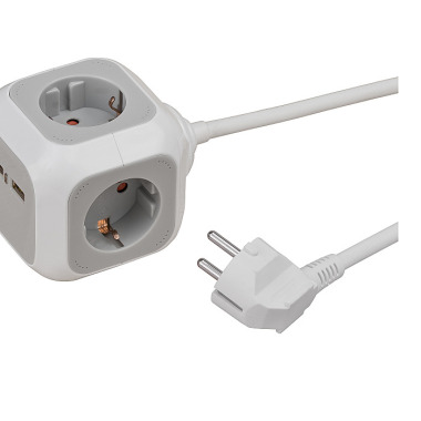 Brennenstuhl ALEA-Power USB-Charger Steckdosenblock / Steckdosenwürfel 4-fach (mit 2x USB, 1,4m Kabel und erhöhtem Berührungsschutz) 1150100