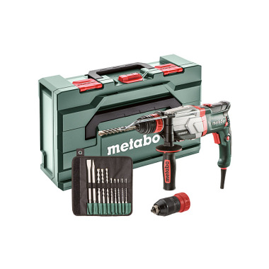 Metabo Multihammer UHEV 2860-2 Quick Set (600713510) mit SDS-plus-Bohrer-/Meißelsatz (10-tlg.) metaBOX 145 L