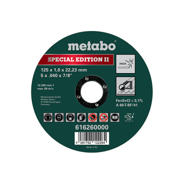 Metabo Special Edition II 125 x 1,0 x 22,23 mm, Inox, Trennscheibe, gerade Ausführung (616260000)