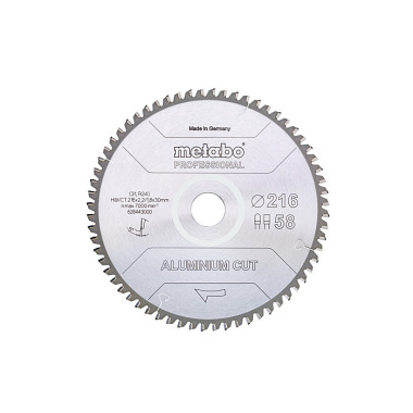 Metabo Sägeblatt aluminium cut - professional, 216x2,2/1,8x30 Z58 FZ/TZ 5°neg (628443000)