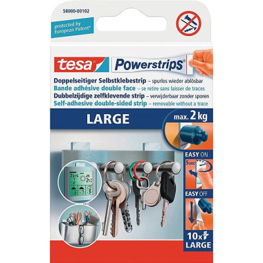 Tesa Selbstklebestrip Powerstrips® 58000 SB-Pack á 10 Strips L (20x50 mm) TESA 58000-00102-10