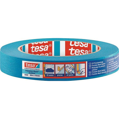 Tesa Präzisionskrepp 4440 Außen UV PLUS glatt blau L.50m B.19mm Rl.TESA 04440-00000-00