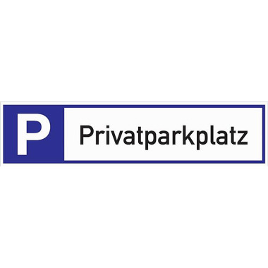 Parkplatzbeschilderung Privatparkplatz L460xB110mm Alu.weiß/blau/schwarz 56980