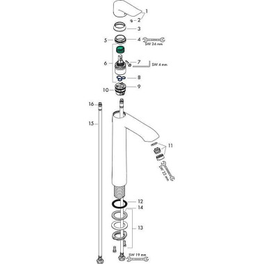 HG Einhebel-Waschtischmis cher METRIS 260 DN 15 f W aschschüs. o Ablgrt chrom 31184000