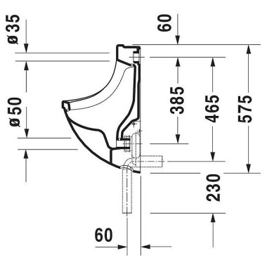 Duravit Urinal STARCK 3 3 30x350mm Zul v hinten ohn e Fliege weiß 0821350000