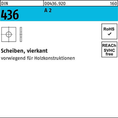 Unterlegscheibe DIN 436 v ierkant 13,5x 40x 4 A 2 1 00 Stück 004369200135000