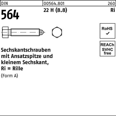 Sechskantschraube DIN 564 Ansatzspitze AM 10x 50 2 2 H (8.8) 50 Stück 005648010100050