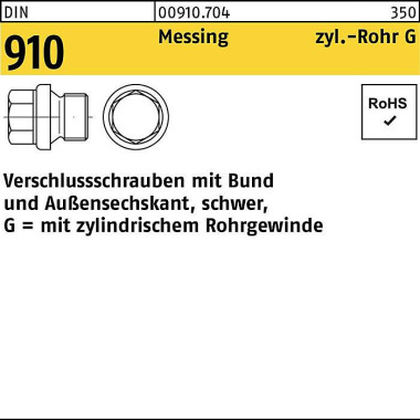 Verschlußschraube DIN 910 Bund/Außen-6-kt G 1 1/2 A Messing 1 Stück 009107041500000