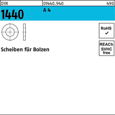 Scheibe DIN 1440 f.Bolzen 5x 10x 0,8 A 4 500 Stück 014409400050000