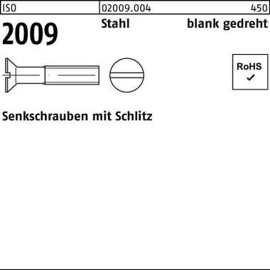 Senkschraube ISO 2009 Sch litz M1,4x 5 Stahl blank gedreht 100 Stück 020090040014005