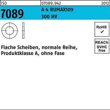 Unterlegscheibe ISO 7089 o.Fase 8 A 4 300 HV BUMAX 109 100 Stück BUFAB 070899420080000