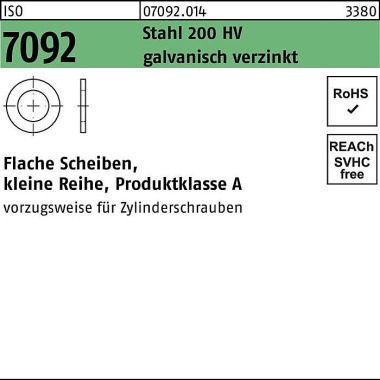 Unterlegscheibe ISO 7092 16 Stahl 200 HV galv.verz . 500 Stück 070920140160000