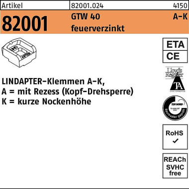 Klemmen R 82001 GTW 40 KM 24/9,0 feuerverz. 1 Stüc k LINDAPTER 820010240240000