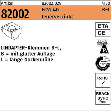 Klemmen R 82002 GTW 40 LM 10/7,0 feuerverz. 1 Stüc k LINDAPTER 820020250100000