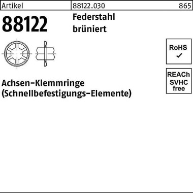 Achsenklemmring R 88122 F F 4x11,2x1,5 Federstahl b rüniert 1000 Stück 881220300040000