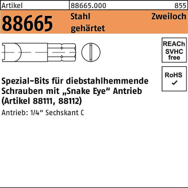 Bit R 88665 Zweiloch M4 S tahl gehärtet 1 Stück 886650000040000