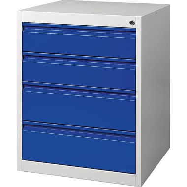 Schubladenschrank BK 600 H800xB600xT600mm lichtgrau/enzianblau 4 Schubl.Einfachauszug NW9000427000