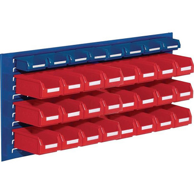 Sichtlagerkastenset H450xB1000xT250mm Stahlblech/Polyethylen Kunststoffbeschichtung blau+rot 4225.51.1021