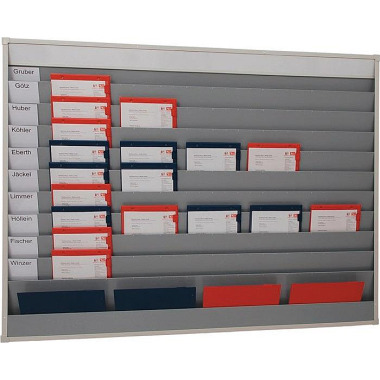 Planungstafel H1282xB1580xT78mm 10 Schienen grau 9019-00115