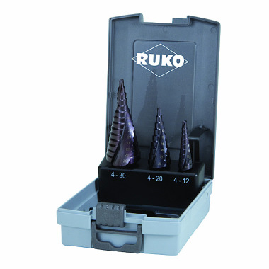 Ruko Step drill-set HSS-TiAlN, ground in plastic case 101026FRO