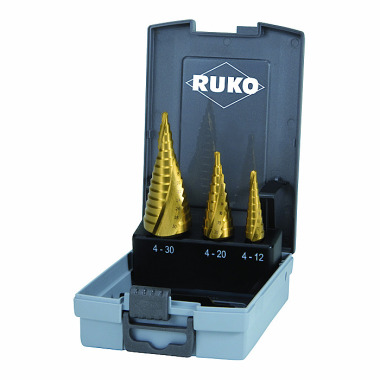 Ruko Step drill-set HSS-TiN, ground in plastic case 101026TRO