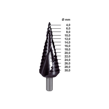 Ruko Step drill HSS-TiAlN, ground, spiral fluted with split point 101052F