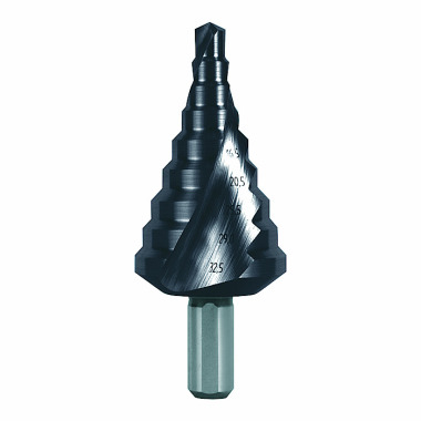 Ruko Step drills HSS-TiAlN, spiral fluted with split point for metric cable connections 101092F