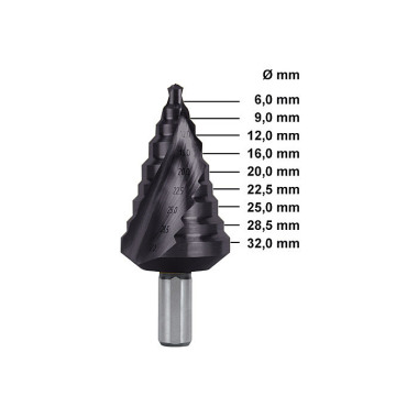 Ruko Step drill HSS-TiAlN, ground, spiral fluted with split point 101096F