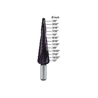 Ruko Step drill HSS-TiAlN, inch size, ground with split point 101702F