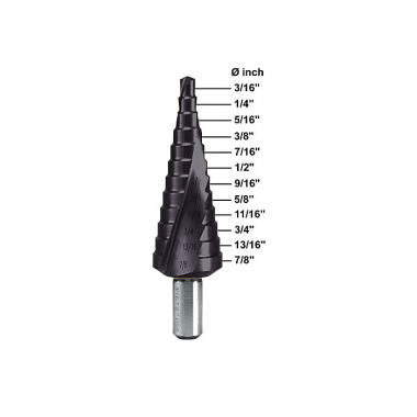 Ruko Step drill HSS-TiAlN, inch size, ground with split point 101704F