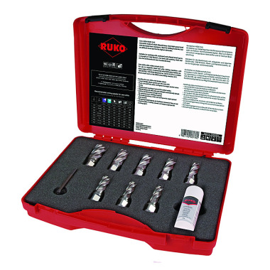 Ruko Set of core drills HSS Co 5 ComPact with weldon shank (3/4”), in plastic case 108810E