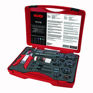 Ruko Set 6 of screw-hole punches with compact manual hydraulic punch in plastic case 109004