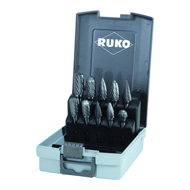 Ruko Set of tungsten carbide rotary burrs in plastic case ABS 116003RO