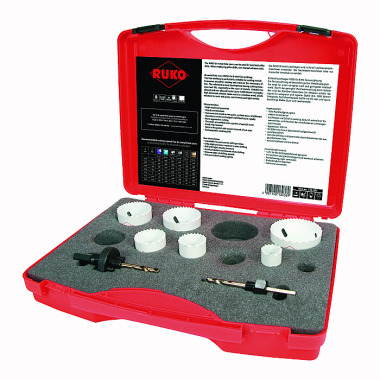 Ruko Set of HSS Co 8 bi-metal hole saws in plastic cases 126305