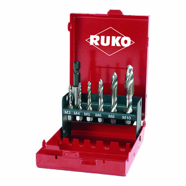 Ruko Combined machine tap set HSS in steel case R270020