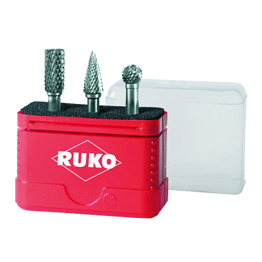 Ruko Burr set shank d.6mm 3pcs.carbide ZYA-ST/SPG/KUD RUKO 116001