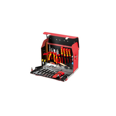 Hepco & Becker Toolbag RED Favorit Genuine leather 420x150x250mm locks, bottom tray, alu. edge 50 7163 1920