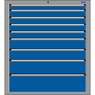 LOKOMA Drawer cabinet RS 1024, 1325h 9 SBL TA 75/4x100/2x150/200/250 00.02.7284