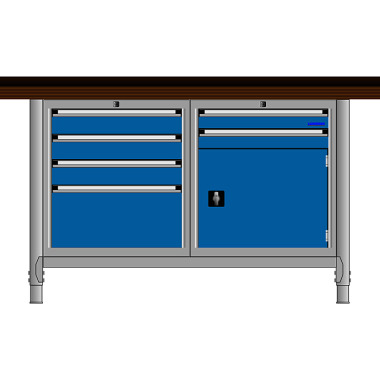 LOKOMA WORKBENCH N-KW 150/6 M. MULTI- PLEXPLATTE, 6x TA, 1Door, 1Shelf. 00.05.8588