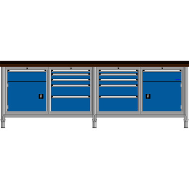 LOKOMA WORKBENCH N-KW 250/12/T; MULTIP 12 DRAWERS, 2 DOORS, 2BONDED. 00.05.8645