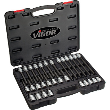 Vigor Hexagon socket screwdriver bit set - Number of tools: 30 V1919